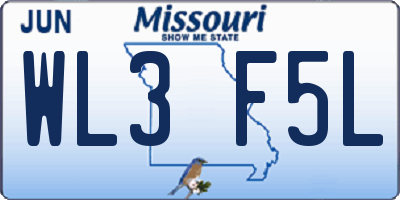 MO license plate WL3F5L