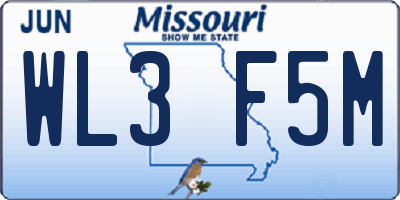 MO license plate WL3F5M