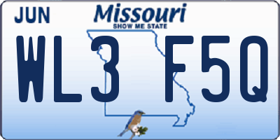 MO license plate WL3F5Q