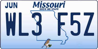 MO license plate WL3F5Z