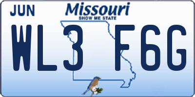 MO license plate WL3F6G