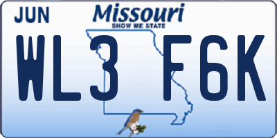 MO license plate WL3F6K