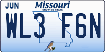 MO license plate WL3F6N