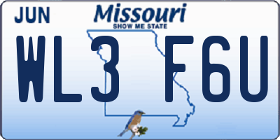 MO license plate WL3F6U