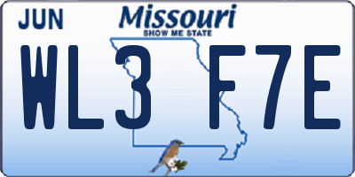 MO license plate WL3F7E