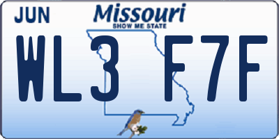 MO license plate WL3F7F