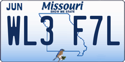 MO license plate WL3F7L
