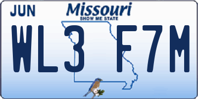 MO license plate WL3F7M