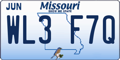 MO license plate WL3F7Q