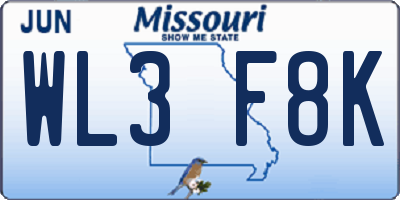 MO license plate WL3F8K