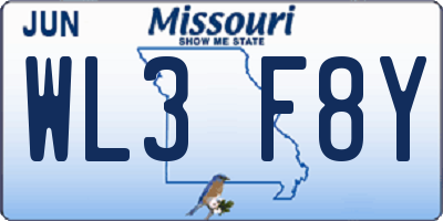 MO license plate WL3F8Y