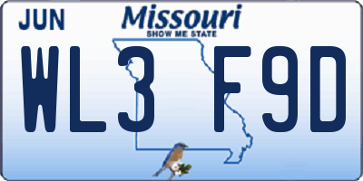 MO license plate WL3F9D