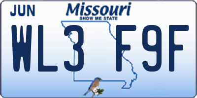 MO license plate WL3F9F