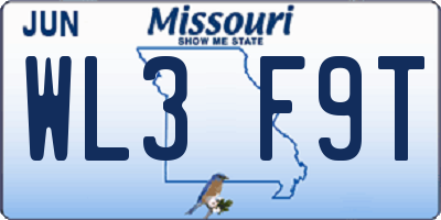 MO license plate WL3F9T