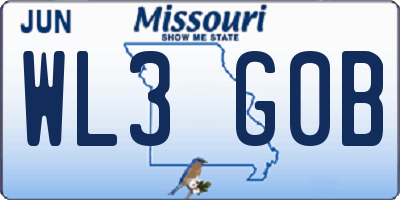 MO license plate WL3G0B