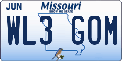 MO license plate WL3G0M