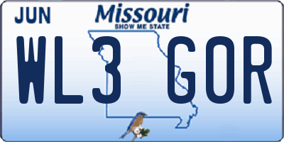 MO license plate WL3G0R