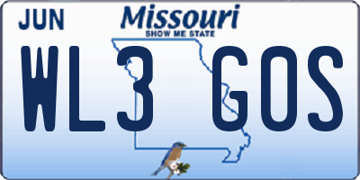 MO license plate WL3G0S
