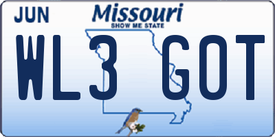 MO license plate WL3G0T