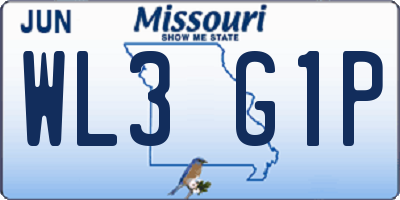 MO license plate WL3G1P