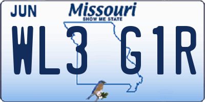 MO license plate WL3G1R