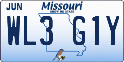 MO license plate WL3G1Y