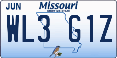 MO license plate WL3G1Z