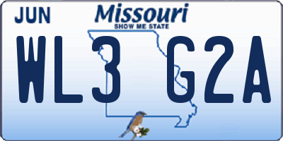 MO license plate WL3G2A