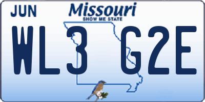 MO license plate WL3G2E