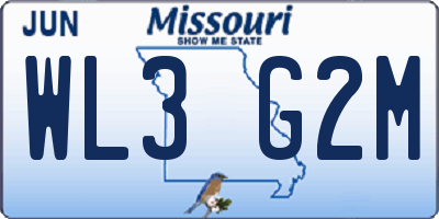 MO license plate WL3G2M
