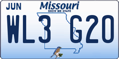 MO license plate WL3G2O