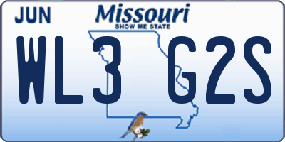 MO license plate WL3G2S