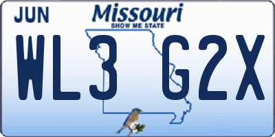 MO license plate WL3G2X