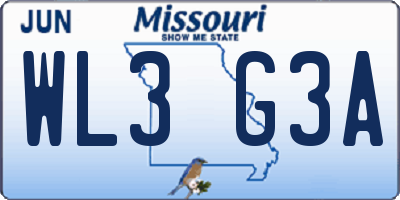 MO license plate WL3G3A