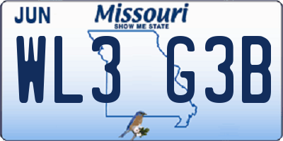 MO license plate WL3G3B