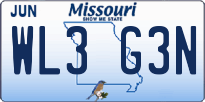 MO license plate WL3G3N