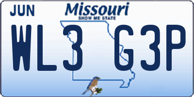 MO license plate WL3G3P
