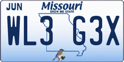MO license plate WL3G3X