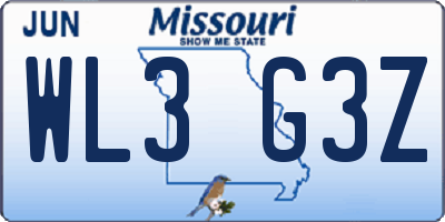 MO license plate WL3G3Z