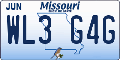 MO license plate WL3G4G