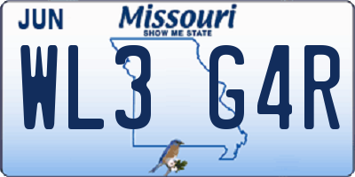 MO license plate WL3G4R