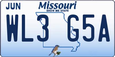 MO license plate WL3G5A