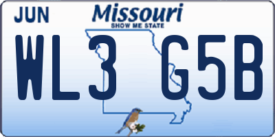 MO license plate WL3G5B