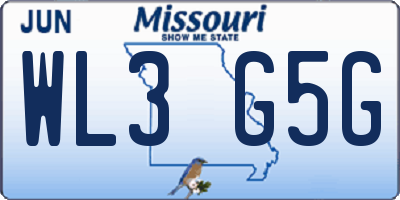 MO license plate WL3G5G