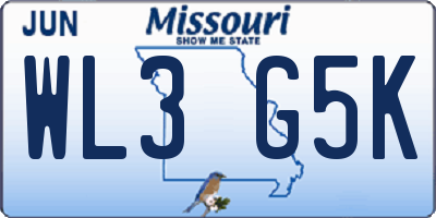 MO license plate WL3G5K