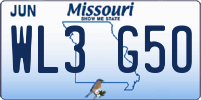 MO license plate WL3G5O