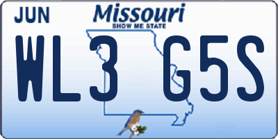 MO license plate WL3G5S