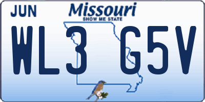 MO license plate WL3G5V
