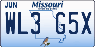 MO license plate WL3G5X
