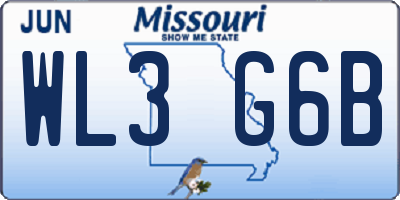MO license plate WL3G6B